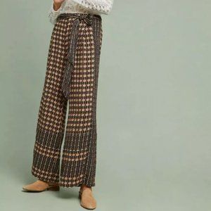 Anthropologie Metzner Wide Leg Trousers by Ett:twa Sz 2 Geometric Belted
